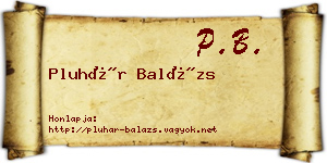 Pluhár Balázs névjegykártya